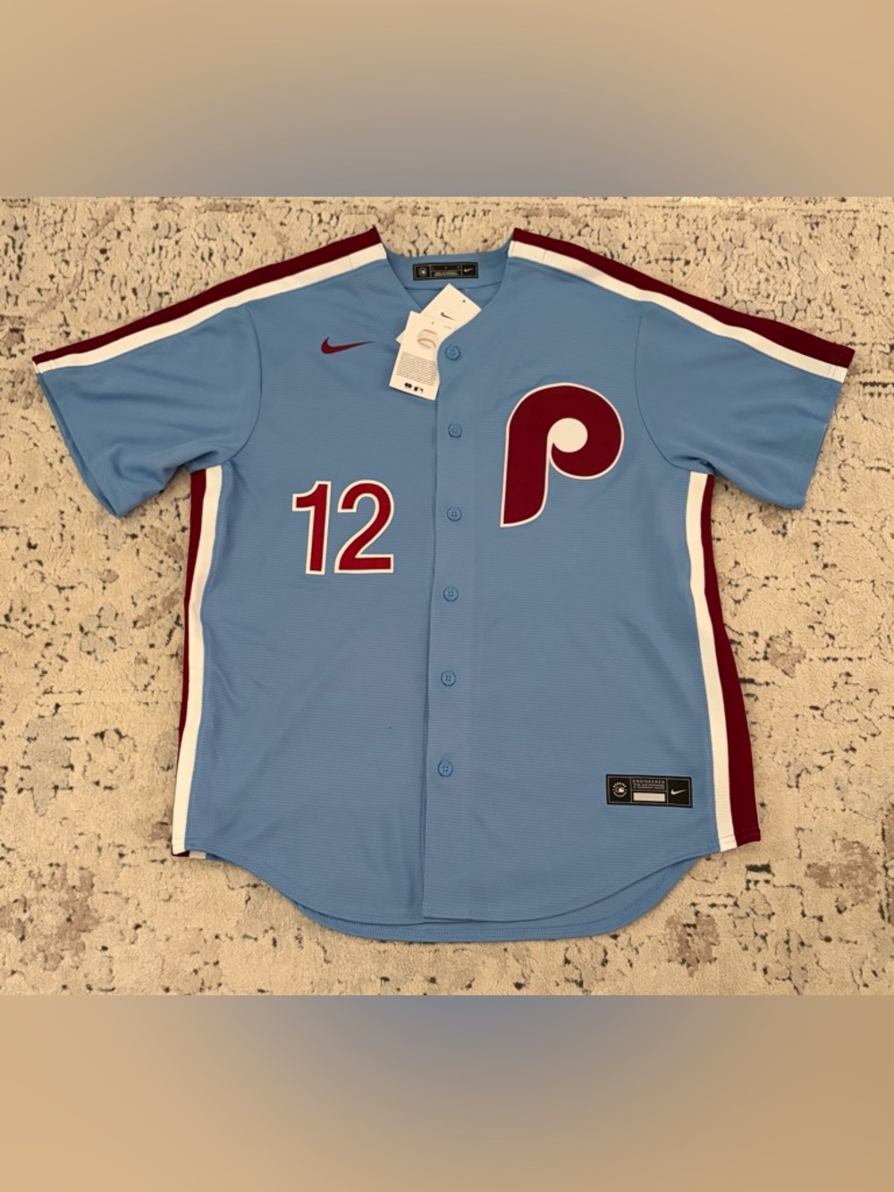 Nike Authentic Philadelphia Phillies Kyle Schwarber #12 MLB Jersey Men’s Sz: L